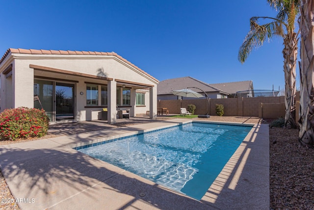 view of swimming pool with a patio