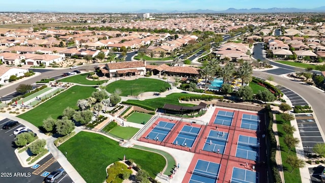 bird's eye view featuring a mountain view and a residential view