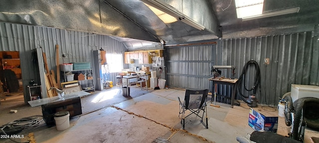 interior space featuring lofted ceiling