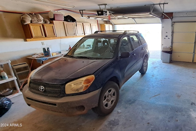 garage with a garage door opener