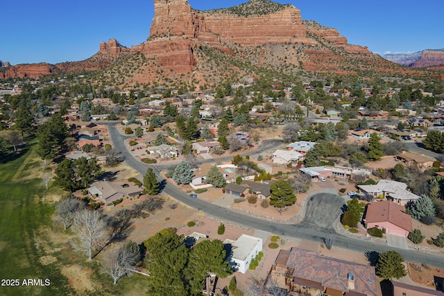 aerial view with a mountain view