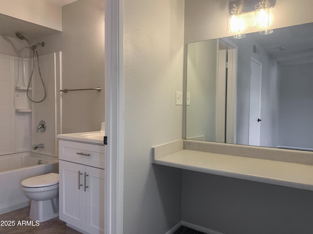 2155 W Farmdale Ave Unit 8, Mesa, AZ 85202 - full bath with vanity, toilet, bathing tub / shower combination, and a textured wall
