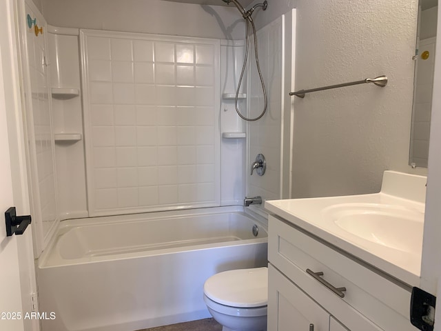 2155 W Farmdale Ave Unit 8, Mesa, AZ 85202 - full bathroom featuring vanity, toilet, shower / tub combination, and a textured wall