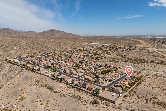 drone / aerial view featuring a mountain view