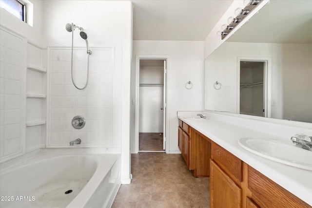 bathroom with vanity and shower / tub combination