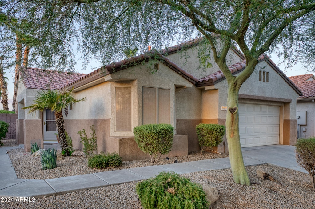 view of front of property with a garage