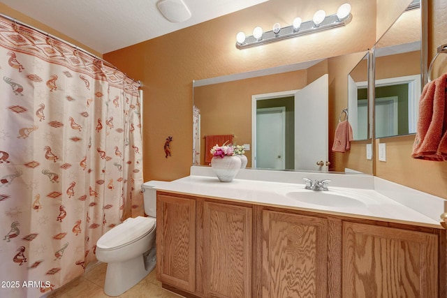 1384 S 222nd Ln, Buckeye, AZ 85326 - bathroom with vanity, tile patterned floors, and curtained shower