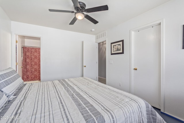 bedroom featuring a ceiling fan