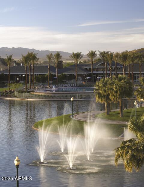 view of water feature with a mountain view