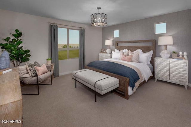 26982 N 168th Ln, Surprise, AZ 85387 - bedroom with a chandelier and light carpet