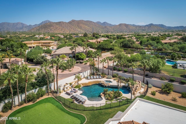 10754 E Laurel Ln, Scottsdale, AZ 85259 - drone / aerial view of a pool area and a mountainous background