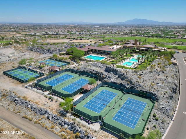 aerial view with a mountain view