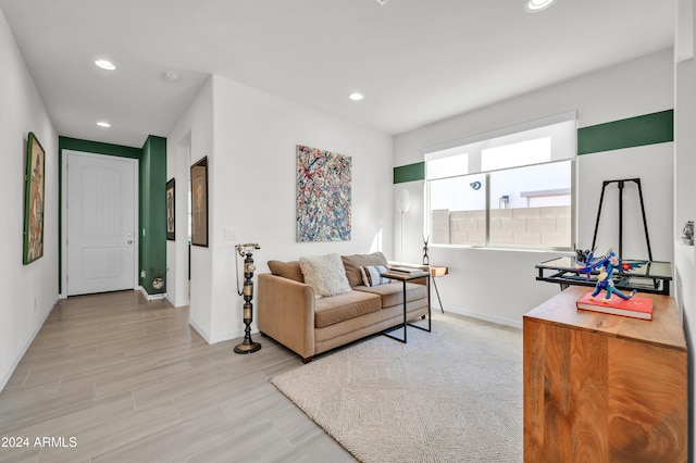 living room with light wood-type flooring