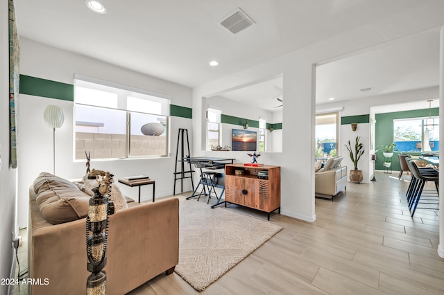 living room featuring light hardwood / wood-style floors