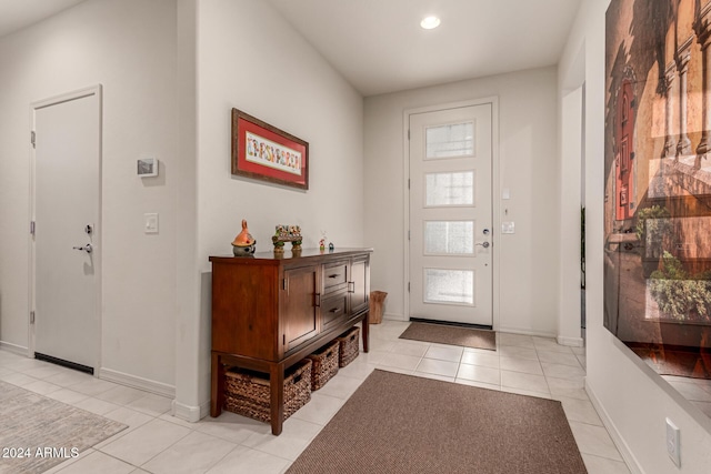 view of tiled foyer entrance