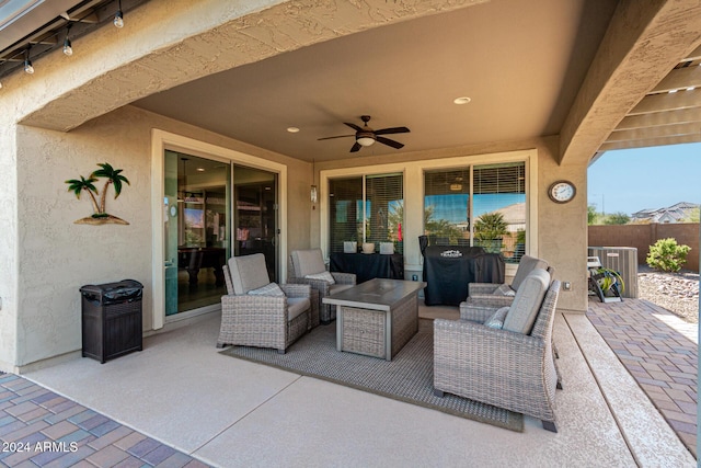 view of patio / terrace featuring an outdoor hangout area and ceiling fan