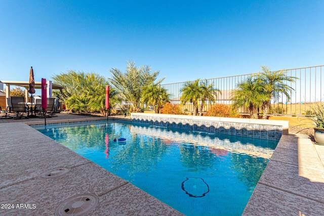 view of swimming pool with a patio area