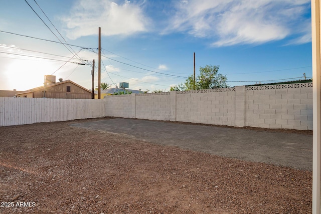 view of yard featuring a fenced backyard