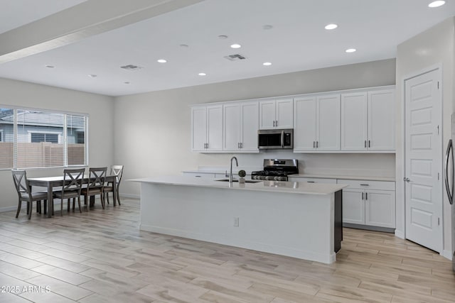 2968 E Tundra Ln, San Tan Valley, AZ 85143 - kitchen with light countertops, stainless steel appliances, a sink, visible vents, and white cabinets