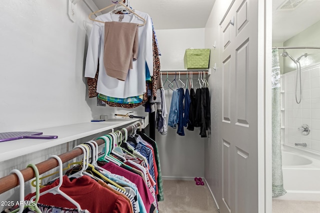 spacious closet featuring carpet floors