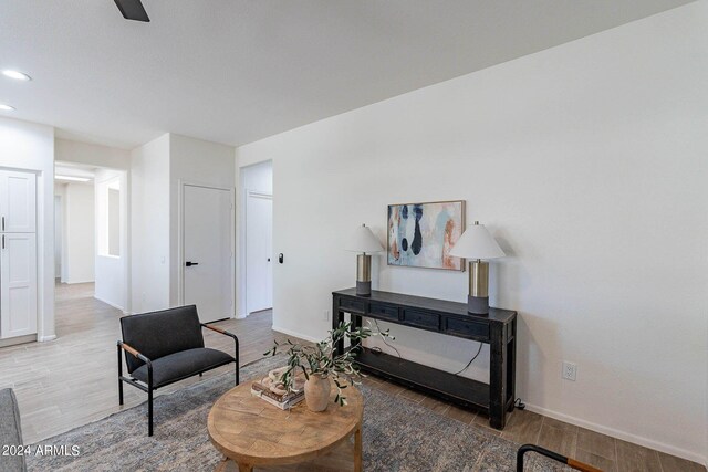 sitting room featuring wood-type flooring