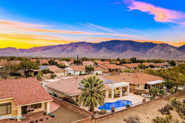 property view of mountains featuring a residential view