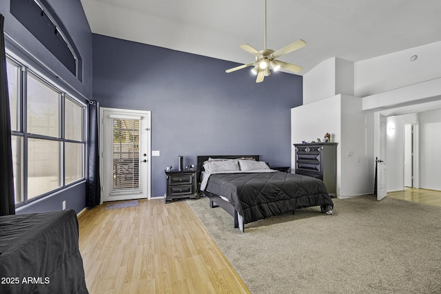 7832 E Osage Ave, Mesa, AZ 85212 - bedroom with a ceiling fan, a high ceiling, and light wood finished floors