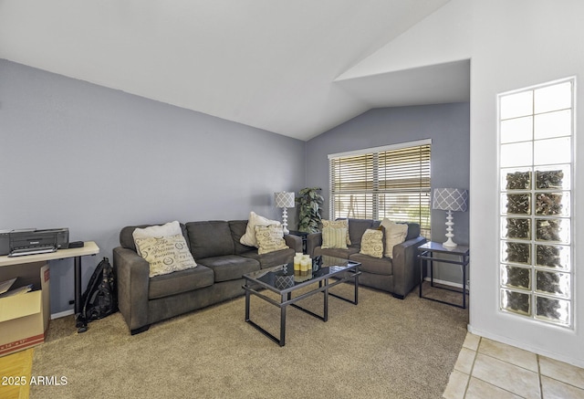 7832 E Osage Ave, Mesa, AZ 85212 - living room featuring tile patterned floors and lofted ceiling