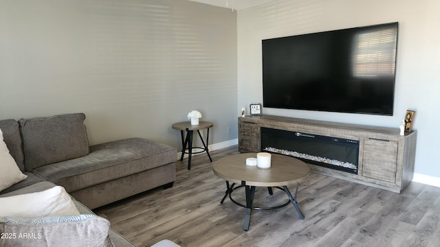 living room with light wood-type flooring