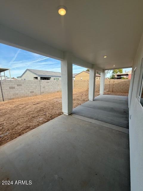 view of patio featuring a fenced backyard