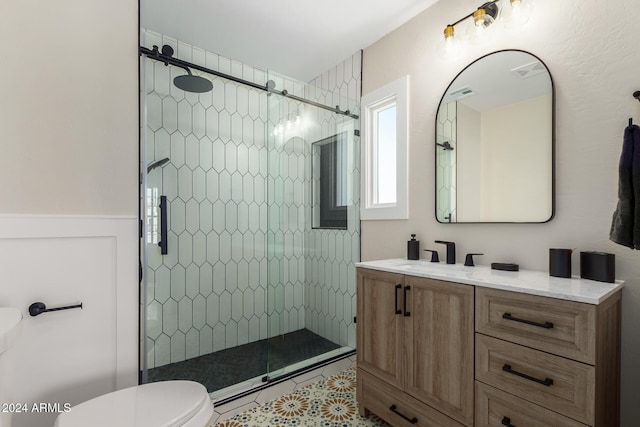 1921 E Yale St, Phoenix, AZ 85006 - bathroom featuring vanity, a shower stall, and tile patterned floors