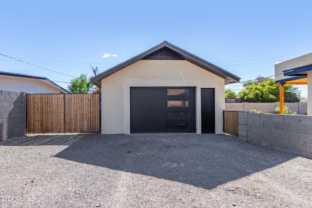 view of garage