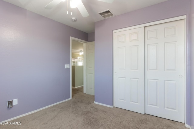1706 W Coolidge Way, Coolidge, AZ 85128 - unfurnished bedroom featuring carpet floors, a ceiling fan, baseboards, visible vents, and a closet