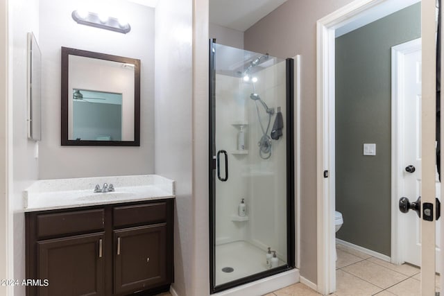 1706 W Coolidge Way, Coolidge, AZ 85128 - full bathroom with tile patterned flooring, vanity, toilet, baseboards, and a stall shower