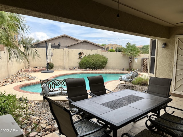 view of swimming pool with a patio