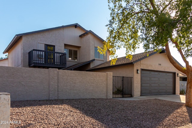 view of front of property featuring a garage