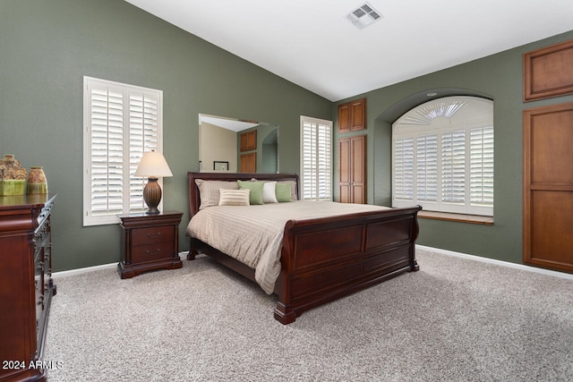 3507 N Snead Dr, Goodyear, AZ 85395 - bedroom featuring lofted ceiling, multiple windows, baseboards, and carpet floors