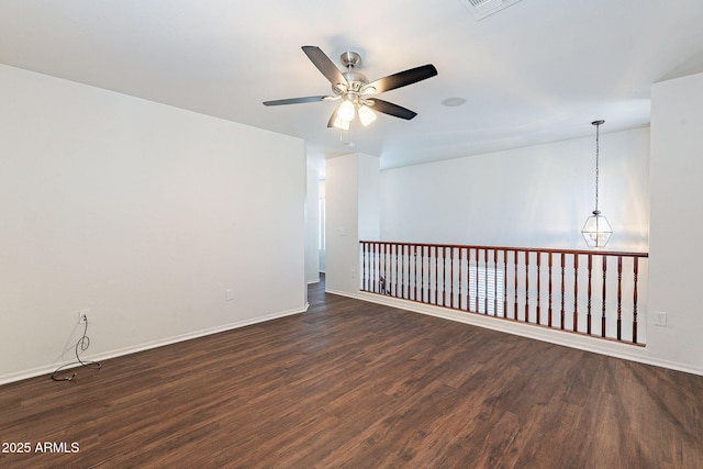 35005 N 30th Dr, Phoenix, AZ 85086 - empty room with visible vents, ceiling fan, dark wood-type flooring, and baseboards