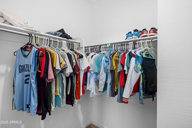 walk in closet featuring carpet floors