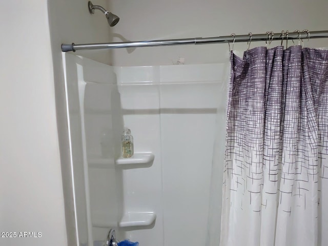 full bathroom featuring a shower with shower curtain