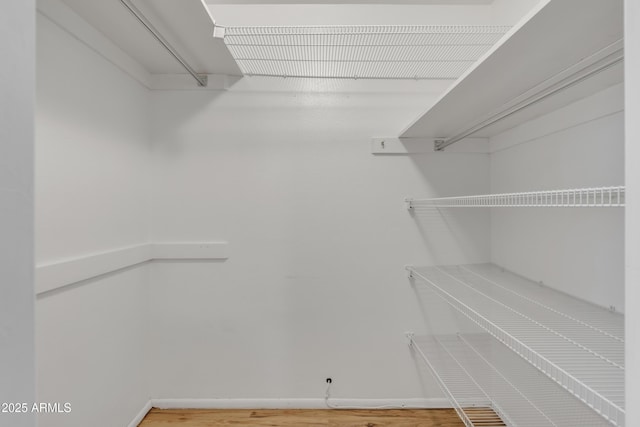 walk in closet featuring wood finished floors