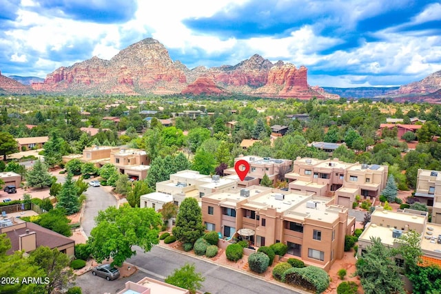 aerial view featuring a mountain view