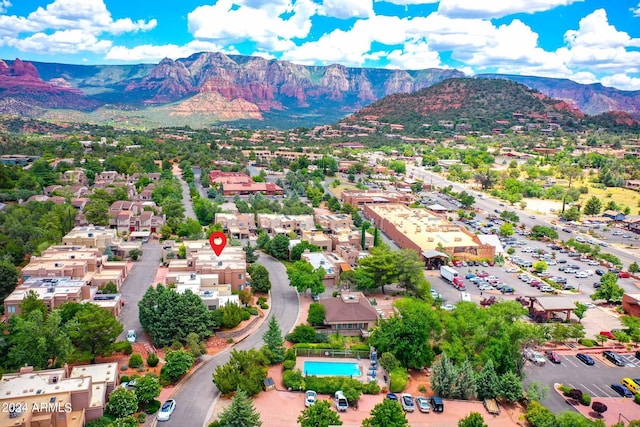 aerial view featuring a mountain view