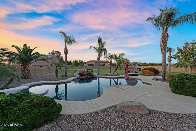 18822 E Flintlock Dr, Queen Creek, AZ 85142 - view of swimming pool featuring a fenced in pool, a fenced backyard, and a patio