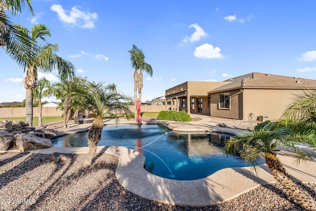 18822 E Flintlock Dr, Queen Creek, AZ 85142 - view of swimming pool with a fenced in pool, fence, and a patio