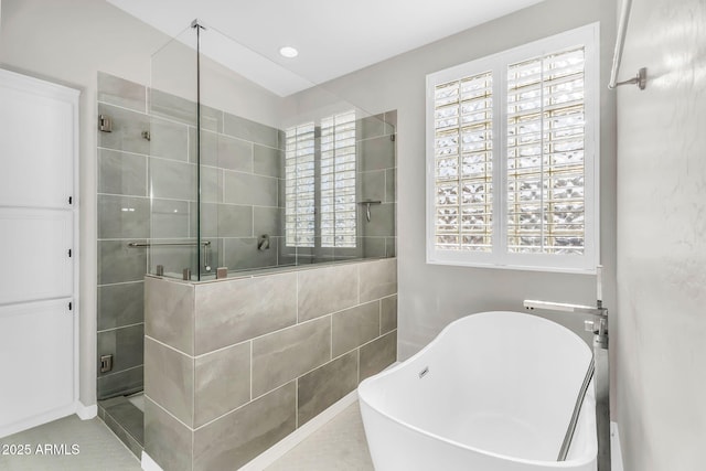 18822 E Flintlock Dr, Queen Creek, AZ 85142 - full bathroom with a freestanding tub and a tile shower