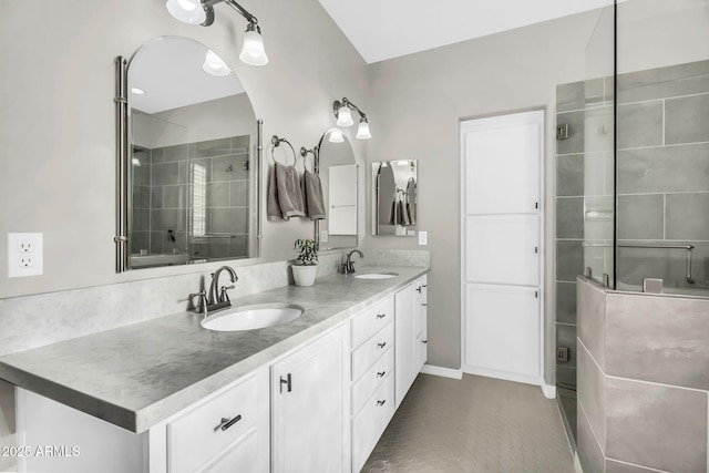 18822 E Flintlock Dr, Queen Creek, AZ 85142 - full bath with double vanity, a tile shower, and a sink