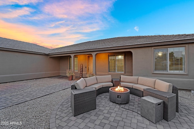 18822 E Flintlock Dr, Queen Creek, AZ 85142 - view of patio / terrace with an outdoor living space with a fire pit