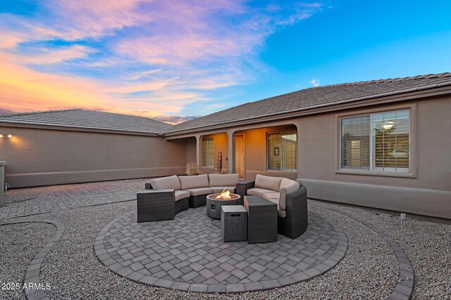 18822 E Flintlock Dr, Queen Creek, AZ 85142 - view of patio / terrace with an outdoor living space with a fire pit