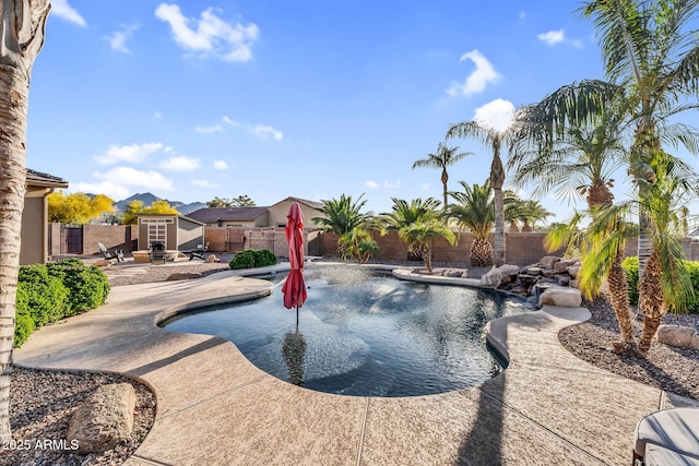 18822 E Flintlock Dr, Queen Creek, AZ 85142 - view of swimming pool with a patio, a fenced backyard, and a fenced in pool
